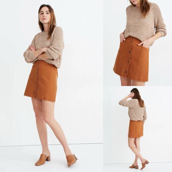 Madewell Button-Front A-Line Pocket‎ Mini Skirt Size 0 - Picture 1 of 5